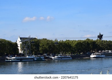 Koblenz, Germany - 09 12 2022: Rhine Shore Of Old Town Koblenz