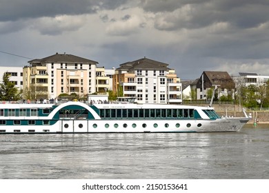 Koblenz, Germany - April 2022: River Cruise Ship Operated By The Amadeus Travel Company Sailing On The Moselle River, Which Runs Through The City