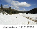 Kocaeli inonu plateau snowy winter day