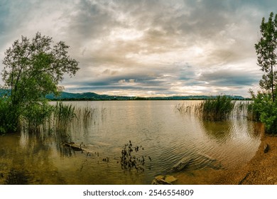 kochelsee, lake, boat house, alps, bavaria, lakeside, waves, autumn, kochel, clouds, weather, rain, view, meadow, sky, lake view, reed, grass - Powered by Shutterstock