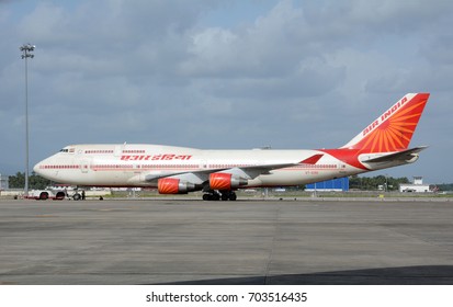 KOCHI, INDIA - AUGUST 23, 2017: An Air India Boeing 747 On The Tarmac At Cochin International Airport. Air India Is The Flag Carrier Airline Of India.