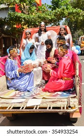 Kochi, India - December 23, 2015: Pupils Celebrating Christmas In The St. Ann's Public School (Kerala, India)