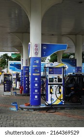 Kochi, Kerala, India, June 03, 2022: Petrol bunk of Bharat Petroleum company.                             