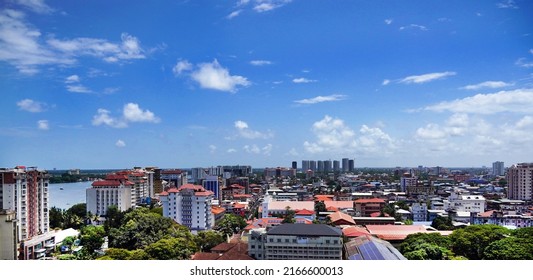Kochi, Kerala, India, June 03, 2022: Panoramic view of downtown Kochi, bird's eye view from the top of the Revenue tower.                                