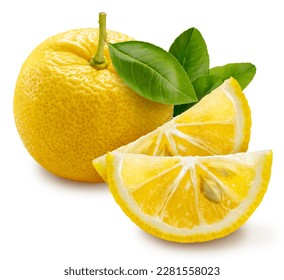 Kochi Yuzu orange isolated on white background With work path, Yellow Yuzu Orange fruit isolated on white background. - Shutterstock ID 2281558023