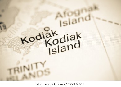 Kodiak Island. USA on a map