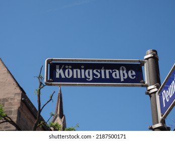 Koenigstrasse Translation King Street Sign Over Blue Sky