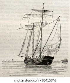 Koff old illustration (Dutch vessel). By unidentified author, published on Magasin pittoresque, Paris, 1842