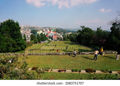 Kohima, Nagaland, India November 23 2021- People Visiting Kohima War Cemetery. World War 2 Memorial.