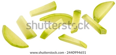 Kohlrabi cabbage slices isolated on white background
