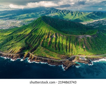 Koko Head Crater Aerial View In Oahu, Hawaii