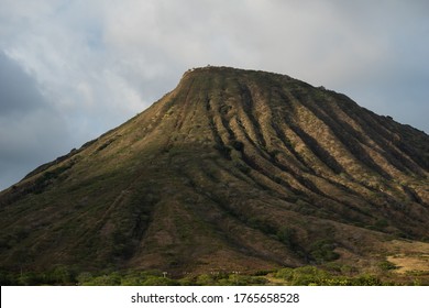 Koko Head Hike Trail Lookout Mountain On Hawaii Tropical Island During A Sunset 