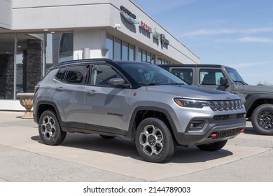 Kokomo - Circa April 2022: Jeep Compass display at a Stellantis dealership. Jeep offers the Compass in Sport, Latitude, Limited and Trailhawk models.