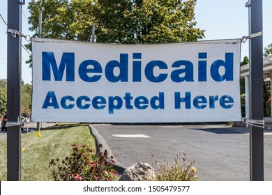 Kokomo - Circa September 2019: Medicaid Accepted Here Sign. Medicaid Is A Federal And State Program That Helps With Medical Costs For People With Limited Income I