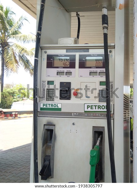 Kolhapur, Maharashtra,\
India, March 11, 2021 :  Fuel station,  fuel prices continued to\
rise in Maharashtra, India. Petrol and diesel prices have hiked for\
last few days.