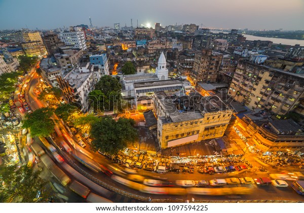 Kolkata City Top View Night West Stock Photo (Edit Now) 1097594225