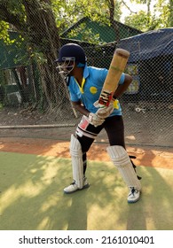 KOLKATA, CRICKET PRACTICE, INDIA on 17th. May 2022 at 15:44 pm from playground. Photo shows a cricket player is practicing batting.