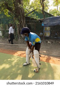 KOLKATA, CRICKET PRACTICE, INDIA on 17th. May 2022 at 15:43 pm from playground. Photo shows a cricket player is practicing batting.