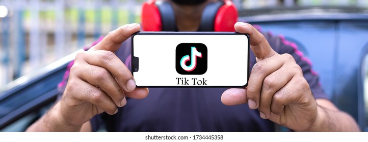 Kolkata, India, May 2020: Tik Tok Application Icon On Smartphone Screen Close-up. TikTok Application. Tiktok Is A Social Media Network.