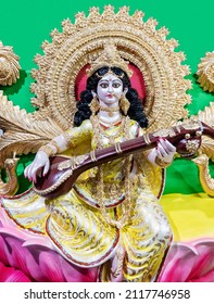KOLKATA INDIA on 3rd.. February 2022 at 06:28 pm. Clay idol of Goddess Saraswati is ready to be worshiped in a potter house on the occasion of upcoming Bengali festival Saraswati Puja