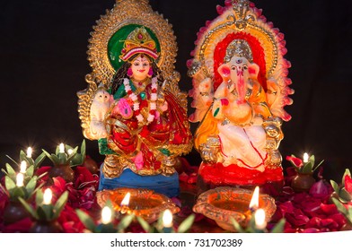 Lord Ganesha Goddess Lakhshmi Decorated Rose Stock Photo 731701855 