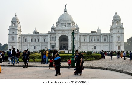 Kolkata, West Bengal  India - 12 29 2021: Victoria Memorial Front  View A Masterpiece Of British Architecture And Sculpture.