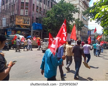 KOLKATA, WEST BENGAL, INDIA - 25 August 2022: Bengal Left Party CPIM Addressed A Rally On Thursday In Kolkata Protesting West Bengal Government Regarding Different Issue Of West Bengal