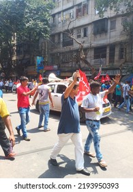 KOLKATA, WEST BENGAL, INDIA - 25 August 2022: Bengal Left Party CPIM Addressed A Rally On Thursday In Kolkata Protesting West Bengal Government Regarding Different Issue Of West Bengal