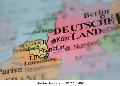 Koln on a geo map of Europe.