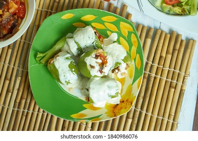 Kolokithakia Gemista With Avgolemono Sauce, Stuffed Courgettes