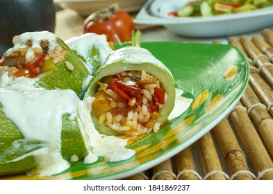 Kolokithakia Gemista With Avgolemono Sauce, Stuffed Courgettes