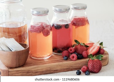 Kombucha second Fermented fruit tea, Probiotic food, gut health, keto diet drink