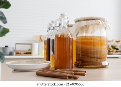 Kombucha Tea, Kombucha Fermented Drink, Bacteria And Yeast,  Fermentation, Probiotic, Scoby, Mushroom Pro Biotic, Healthy Fermented Tea