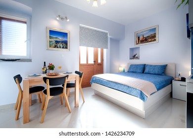KOMIZA (VIS), CROATIA - JUN 15, 2019: - Traditional old Dalmatian house will charm you with its modern interior design made of stone and wood. - Shutterstock ID 1426234709
