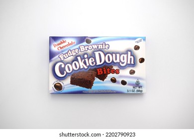 Kongsvinger, Norway 17 September 2022: Double Chocolate Fudge Brownie Cookie Dough Bites Packet Snacks Import From USA