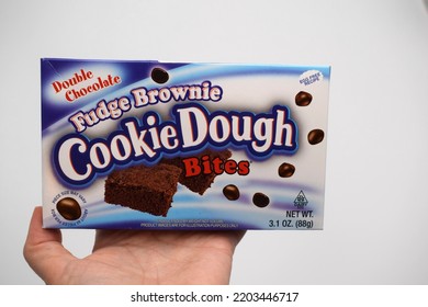 Kongsvinger, Norway 19 September 2022: Double Chocolate Fudge Brownie Cookie Dough Bites Packet Snacks Import From USA