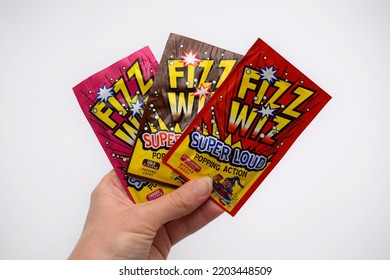 Kongsvinger, Norway 19 September 2022: Fizz Wiz Pop Rocks Cherry Cola And Strawberry Flavour Super Load Popping Candy Packets