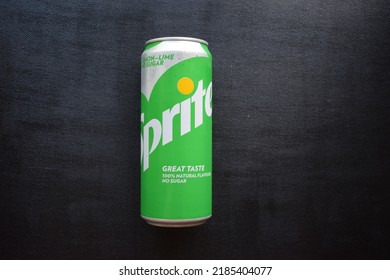 Kongsvinger, Norway 2 August 2022: Sprite Lemon Lime No Sugar Sign On Isolated Carbonated Sugar Free Soda Soft Drink Can