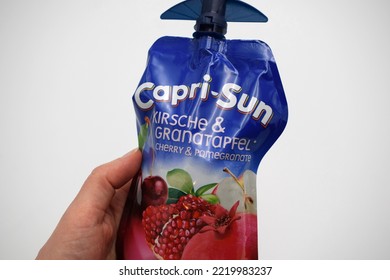 Kongsvinger, Norway 30 October 2022: Capri Sun Cherry And Pomegranate Taste Flavour Drink Packet Isolated On White Background