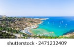 Konnos sea beach, Ayia Napa, Cyprus, Europe. Aerial summer Cyprus view