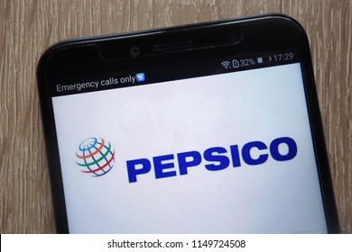 KONSKIE, POLAND - AUGUST 04, 2018: PepsiCo Logo Displayed On A Modern Smartphone