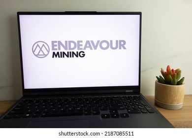 KONSKIE, POLAND - August 04, 2022: Endeavour Mining Multi-national Mining Company Logo Displayed On Laptop Computer Screen