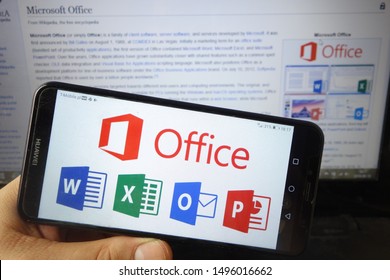 KONSKIE, POLAND - August 18, 2019: Microsoft Office Logo Displayed On Mobile Phone