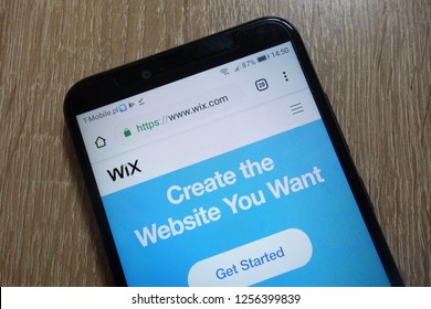 KONSKIE, POLAND - December 09, 2018: Wix website (www.wix.com) 
displayed on smartphone