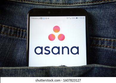 KONSKIE, POLAND - December 21, 2019: Asana App Logo Displayed On Mobile Phone