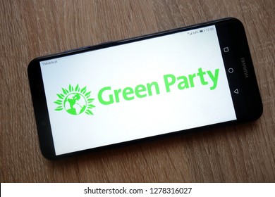 KONSKIE, POLAND - January 05, 2019: The Green Party Of England And Wales (GPEW) Logo Displayed On Smartphone