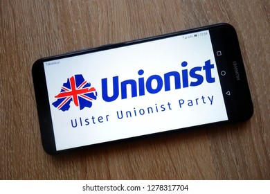 KONSKIE, POLAND - January 05, 2019: The Ulster Unionist Party (UUP) Logo Displayed On Smartphone