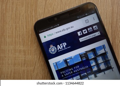 KONSKIE, POLAND - JULY 14, 2018: Australian Federal Police (AFP) Official Website Displayed On A Modern Smartphone