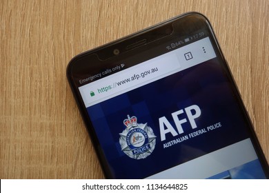 KONSKIE, POLAND - JULY 14, 2018: Australian Federal Police (AFP) Official Website Displayed On A Modern Smartphone