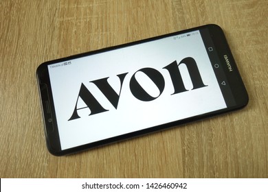 KONSKIE, POLAND - June 11, 2019: Avon Products Inc Company Logo Displayed On Mobile Phone